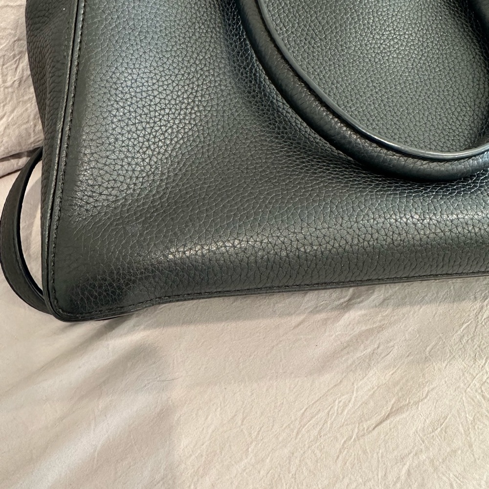 SOLD - Kate Spade Black Pebbled leather satchel with Charm or Bag scarf - Picture 9 of 16